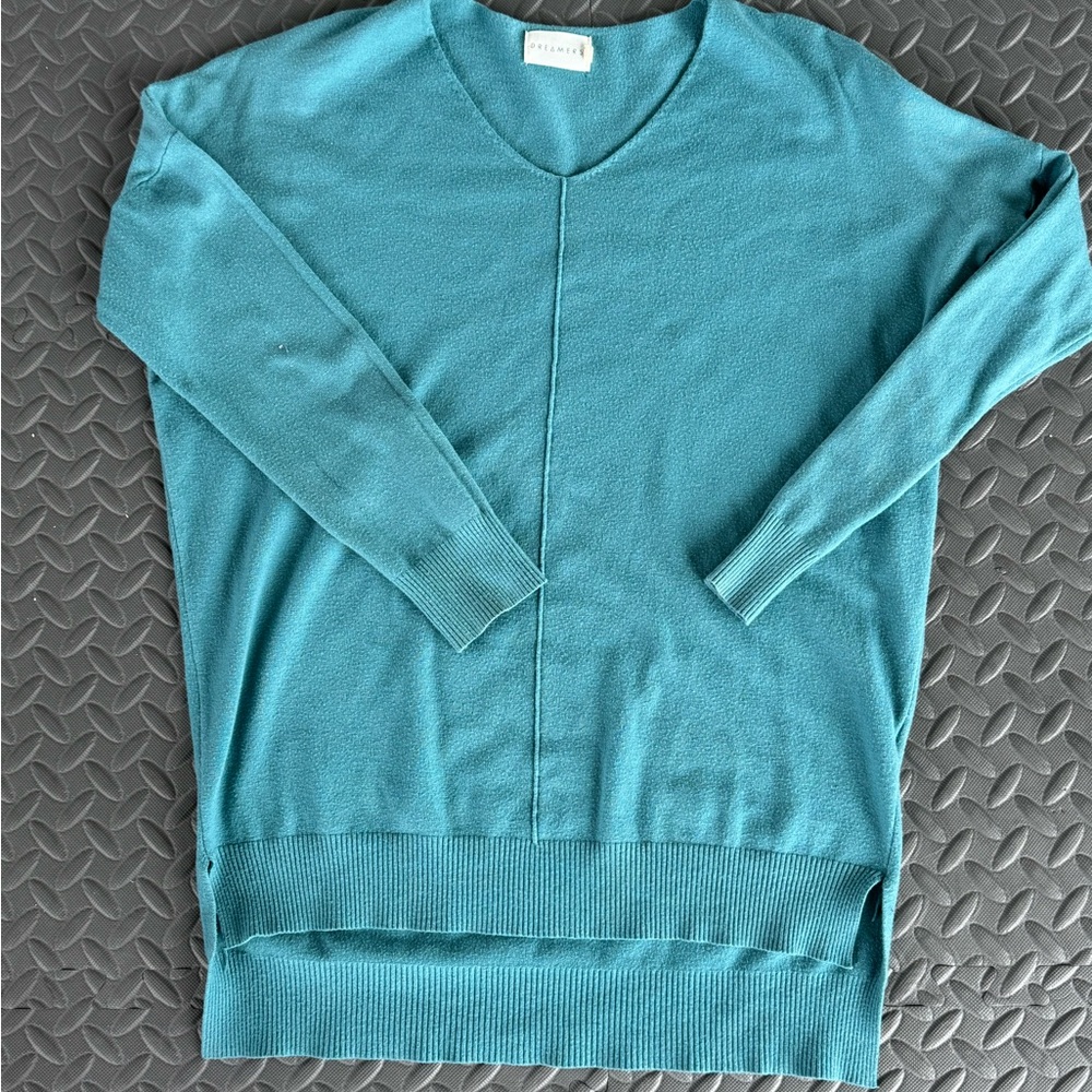 Dreamers Teal V-Neck  Sweater